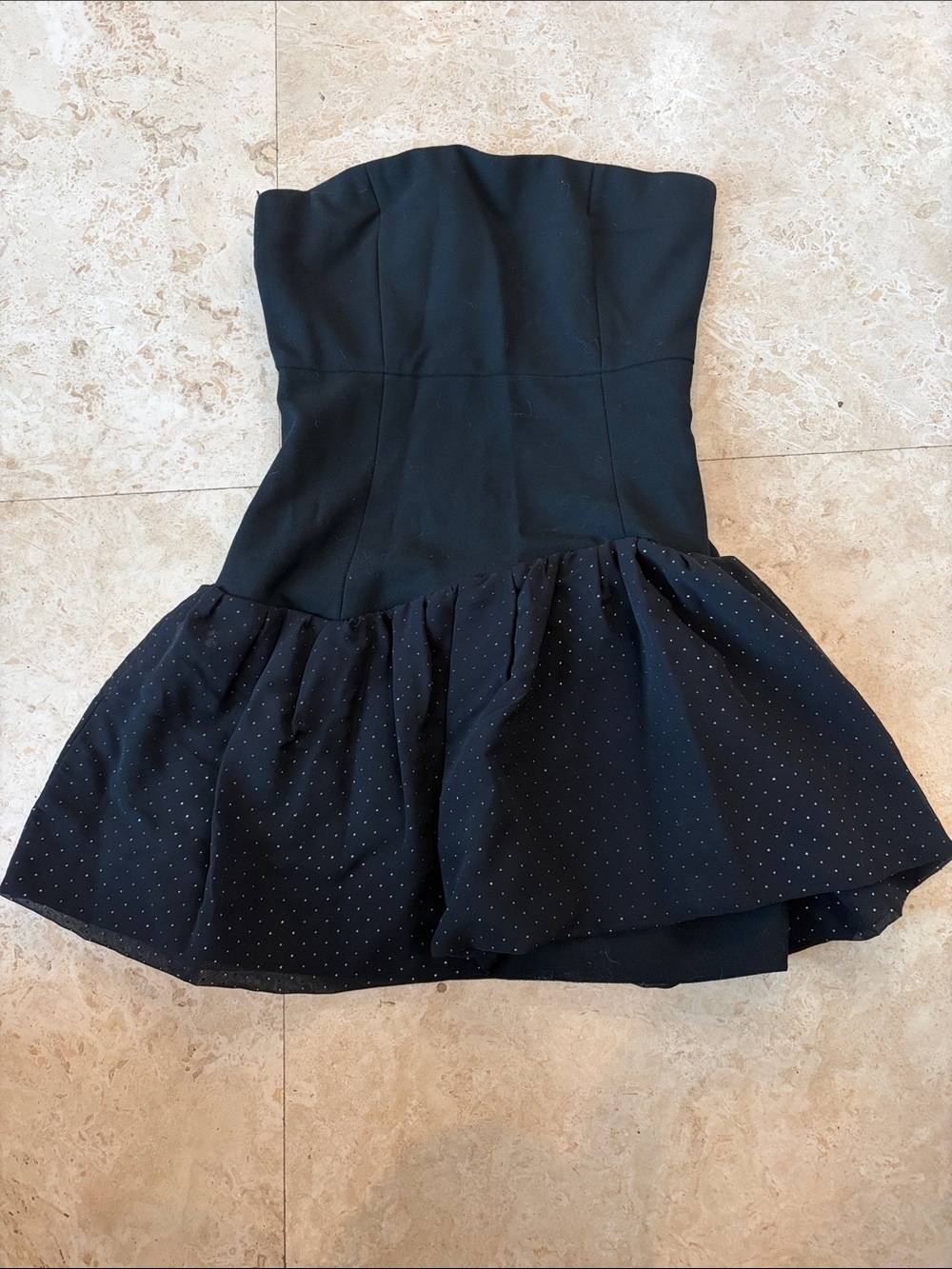 Maje Black Strapless Polka Dot Skater Dress